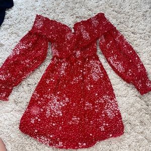 Red off the shoulder dress